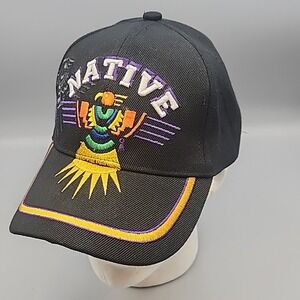 Golden Lion Hat Adult Black Adjustable StrapBack Baseball Cap Native Embroidered